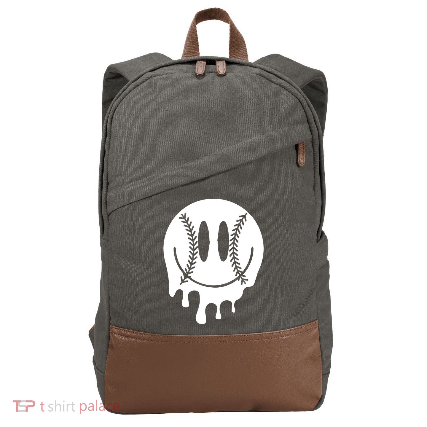 Baseball Smiley Retro Cotton Canvas Backpack