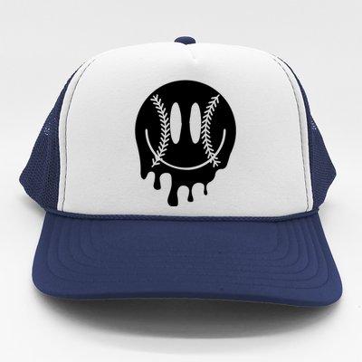 Baseball Smiley Retro Trucker Hat