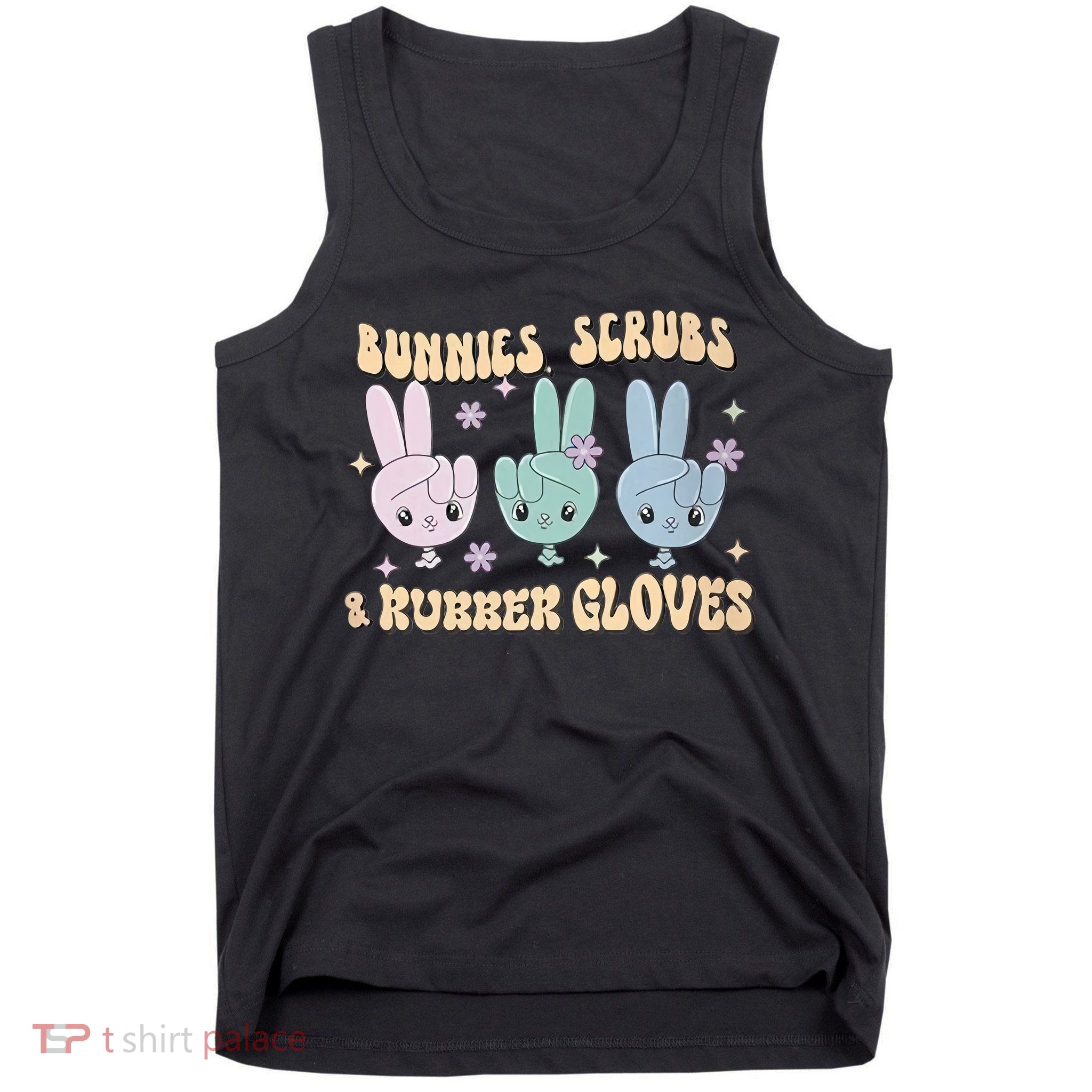 Bunnies Scrubs & Rubber Glove Cute Easter Nurse Medical CNA School Nurse Tank Top
