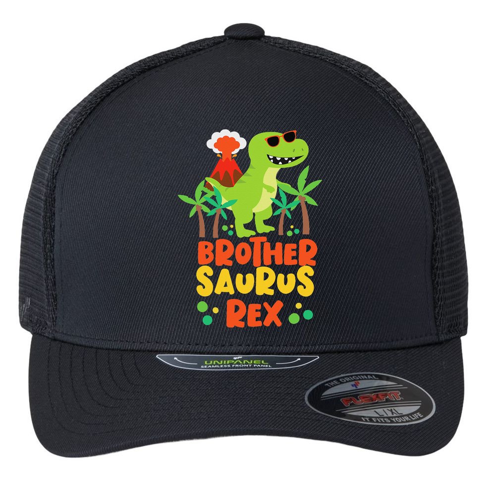 Brother Saurus Rex Dinosaur Dino Flexfit Unipanel Trucker Cap