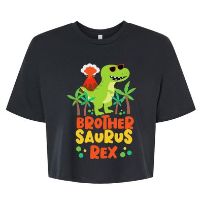 Brother Saurus Rex Dinosaur Dino Bella+Canvas Jersey Crop Tee