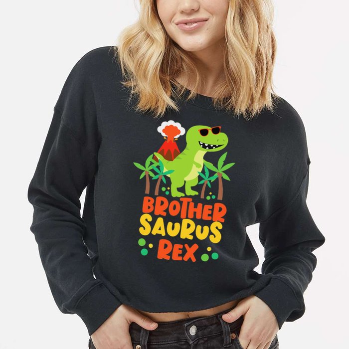 Brother Saurus Rex Dinosaur Dino Cropped Pullover Crew