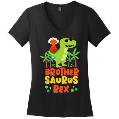 Brother Saurus Rex Dinosaur Dino Women's V-Neck T-Shirt