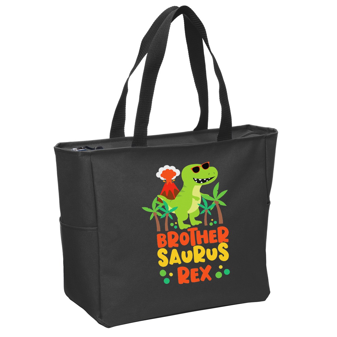 Brother Saurus Rex Dinosaur Dino Zip Tote Bag