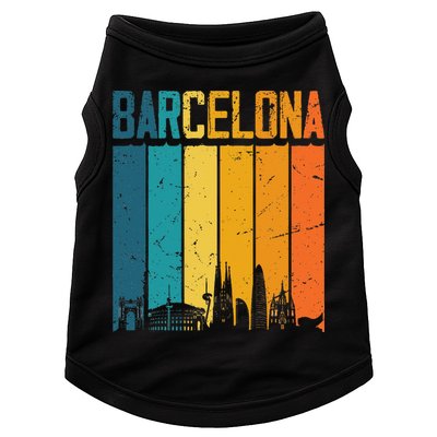 Barcelona Spain Retro Vintage Sunset Skyline Barcelona Doggie Tank