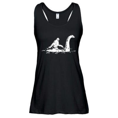 Bigfoot Sasquatch Riding Loch Ness Monster Ladies Essential Flowy Tank