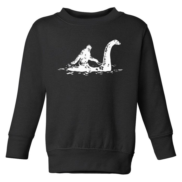 Bigfoot Sasquatch Riding Loch Ness Monster Toddler Sweatshirt