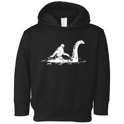 Bigfoot Sasquatch Riding Loch Ness Monster Toddler Hoodie