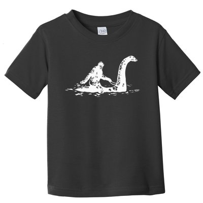 Bigfoot Sasquatch Riding Loch Ness Monster Toddler T-Shirt