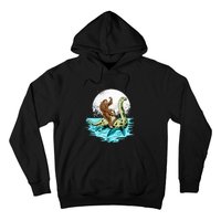 Bigfoot Sasquatch Riding The Hole Ness Monster Funny Hoodie