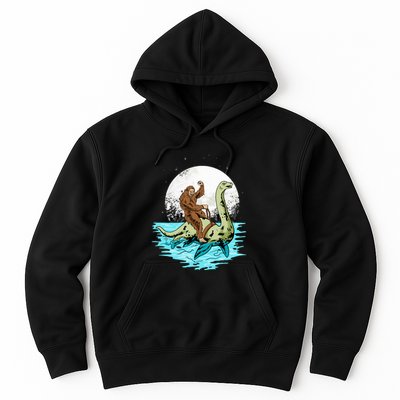 Bigfoot Sasquatch Riding The Hole Ness Monster Funny Hoodie