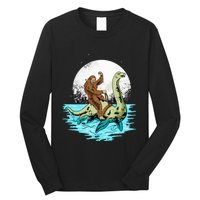 Bigfoot Sasquatch Riding The Hole Ness Monster Funny Long Sleeve Shirt