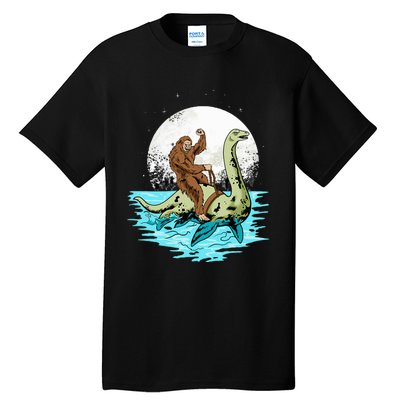 Bigfoot Sasquatch Riding The Hole Ness Monster Funny Tall T-Shirt