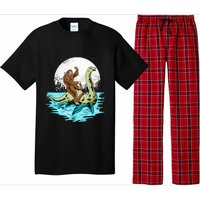 Bigfoot Sasquatch Riding The Hole Ness Monster Funny Pajama Set