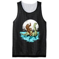 Bigfoot Sasquatch Riding The Hole Ness Monster Funny Mesh Reversible Basketball Jersey Tank