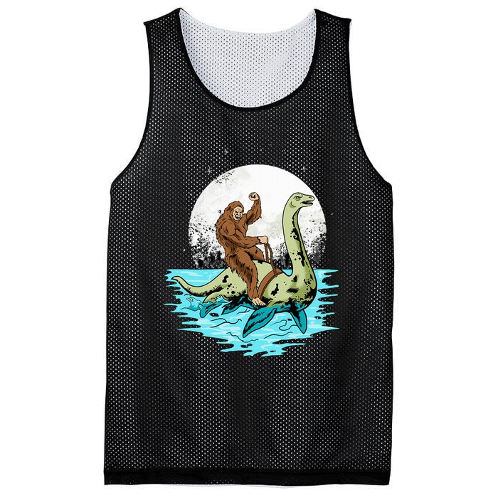 Bigfoot Sasquatch Riding The Hole Ness Monster Funny Mesh Reversible Basketball Jersey Tank