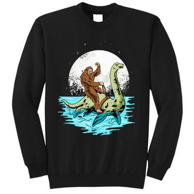 Bigfoot Sasquatch Riding The Hole Ness Monster Funny Tall Sweatshirt