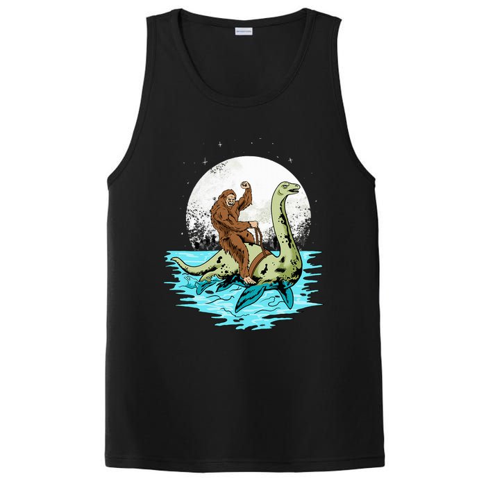 Bigfoot Sasquatch Riding The Hole Ness Monster Funny PosiCharge Competitor Tank