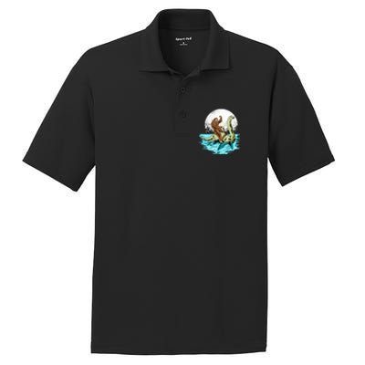 Bigfoot Sasquatch Riding The Hole Ness Monster Funny PosiCharge RacerMesh Polo