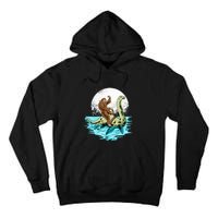 Bigfoot Sasquatch Riding The Hole Ness Monster Funny Tall Hoodie