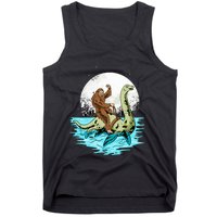 Bigfoot Sasquatch Riding The Hole Ness Monster Funny Tank Top