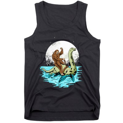 Bigfoot Sasquatch Riding The Hole Ness Monster Funny Tank Top