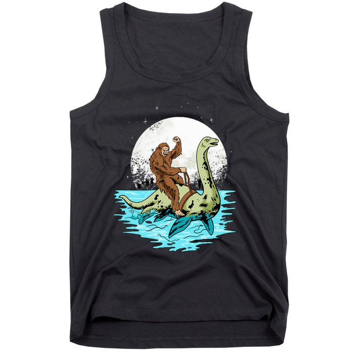 Bigfoot Sasquatch Riding The Hole Ness Monster Funny Tank Top