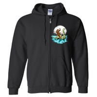 Bigfoot Sasquatch Riding The Hole Ness Monster Funny Full Zip Hoodie