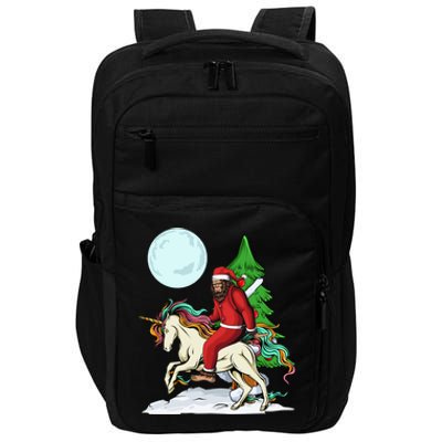 Bigfoot Santa Riding Unicorn Tree Lights Happy Christmas Gift Impact Tech Backpack