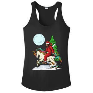 Bigfoot Santa Riding Unicorn Tree Lights Happy Christmas Gift Ladies PosiCharge Competitor Racerback Tank