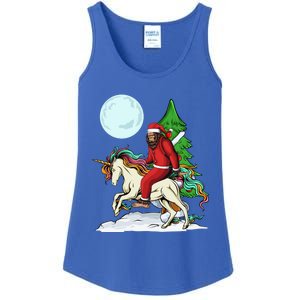 Bigfoot Santa Riding Unicorn Tree Lights Happy Christmas Gift Ladies Essential Tank