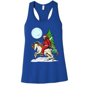 Bigfoot Santa Riding Unicorn Tree Lights Happy Christmas Gift Women's Racerback Tank