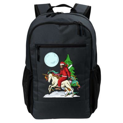 Bigfoot Santa Riding Unicorn Tree Lights Happy Christmas Gift Daily Commute Backpack