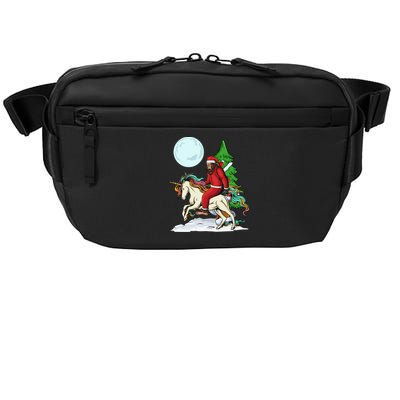 Bigfoot Santa Riding Unicorn Tree Lights Happy Christmas Gift Crossbody Pack