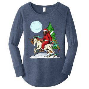 Bigfoot Santa Riding Unicorn Tree Lights Happy Christmas Gift Women's Perfect Tri Tunic Long Sleeve Shirt