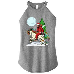 Bigfoot Santa Riding Unicorn Tree Lights Happy Christmas Gift Women's Perfect Tri Rocker Tank