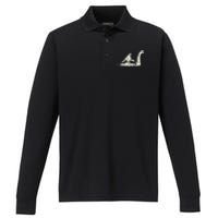 Bigfoot Sasquatch Riding The Loch Ness Monster FunnyShort Sleeve Performance Long Sleeve Polo