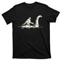 Bigfoot Sasquatch Riding The Loch Ness Monster FunnyShort Sleeve T-Shirt