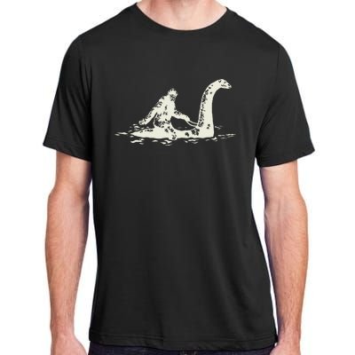 Bigfoot Sasquatch Riding The Loch Ness Monster FunnyShort Sleeve Adult ChromaSoft Performance T-Shirt