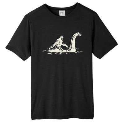 Bigfoot Sasquatch Riding The Loch Ness Monster FunnyShort Sleeve Tall Fusion ChromaSoft Performance T-Shirt