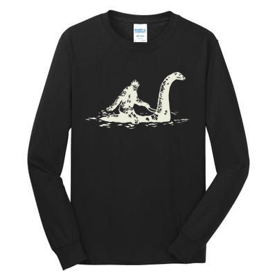 Bigfoot Sasquatch Riding The Loch Ness Monster FunnyShort Sleeve Tall Long Sleeve T-Shirt