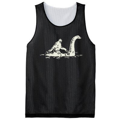 Bigfoot Sasquatch Riding The Loch Ness Monster FunnyShort Sleeve Mesh Reversible Basketball Jersey Tank