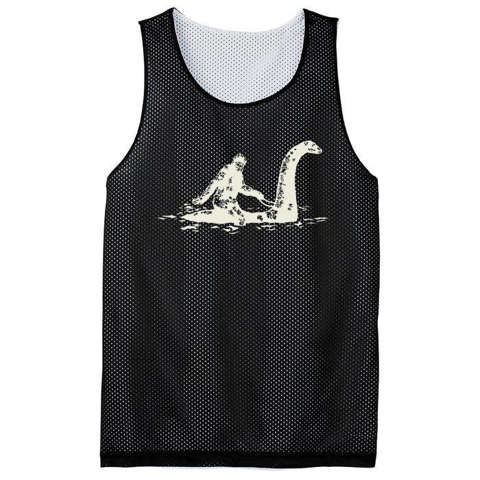 Bigfoot Sasquatch Riding The Loch Ness Monster FunnyShort Sleeve Mesh Reversible Basketball Jersey Tank