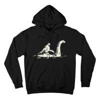 Bigfoot Sasquatch Riding The Loch Ness Monster FunnyShort Sleeve Tall Hoodie