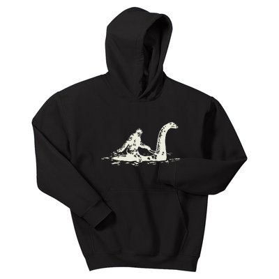 Bigfoot Sasquatch Riding The Loch Ness Monster FunnyShort Sleeve Kids Hoodie