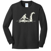 Bigfoot Sasquatch Riding The Loch Ness Monster FunnyShort Sleeve Kids Long Sleeve Shirt