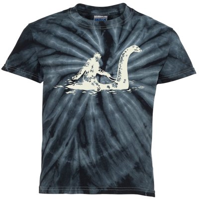 Bigfoot Sasquatch Riding The Loch Ness Monster FunnyShort Sleeve Kids Tie-Dye T-Shirt