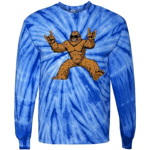 Bigfoot Sasquatch Rock On Tie-Dye Long Sleeve Shirt