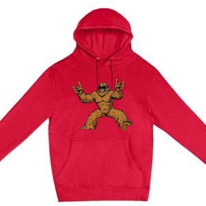 Bigfoot Sasquatch Rock On Premium Pullover Hoodie