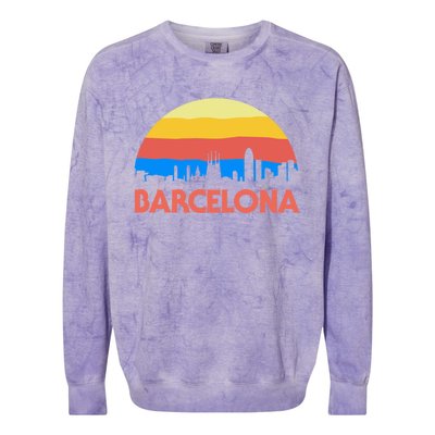 Barcelona Spain Retro Tourism Cool Gift Colorblast Crewneck Sweatshirt